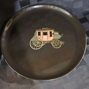 Couroc Gold Label Tray Featuring a Wells Fargo US Mail Stagecoach Motif